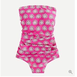 J. Crew Fuchsia and White Patterned One Piece Swimsuit